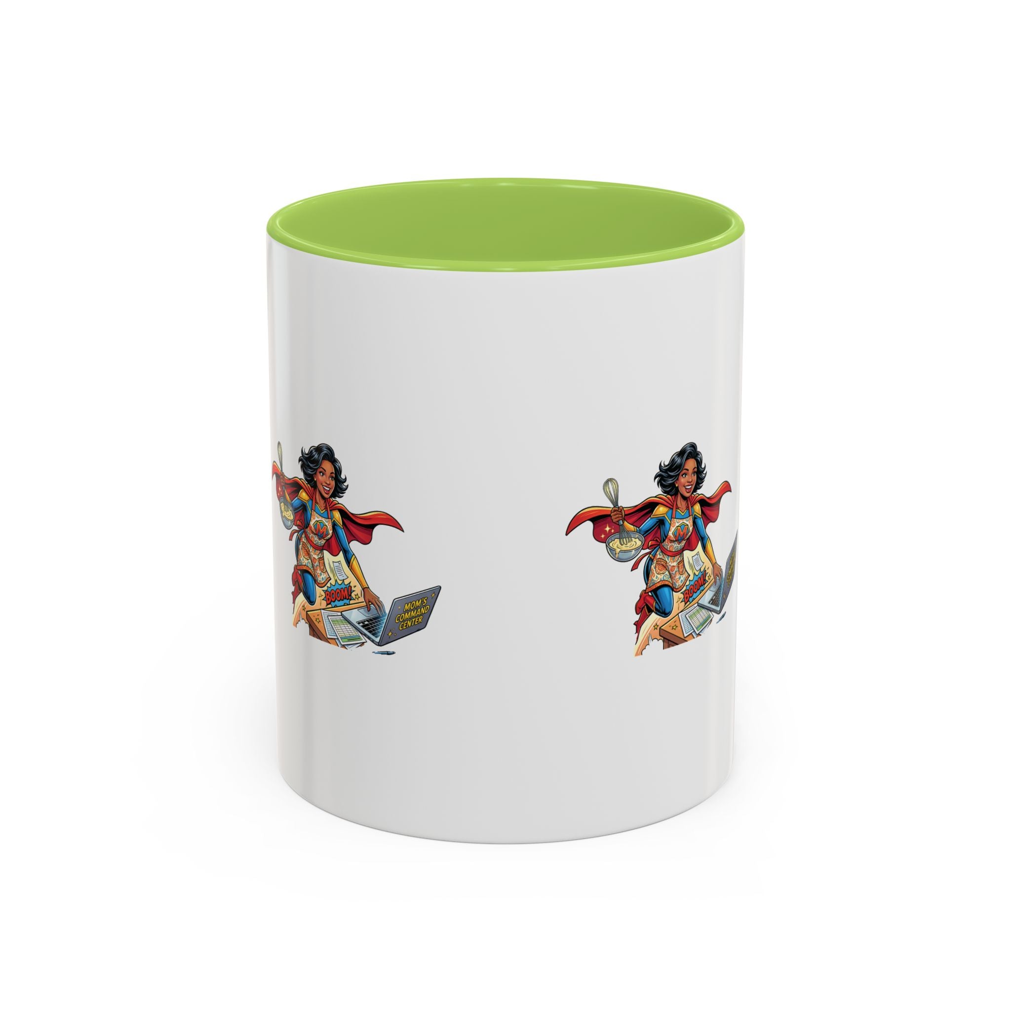 Supermom Coffee Mug — Mom Superhero Design, 'Boom!' Accent Mug (11/15oz)
