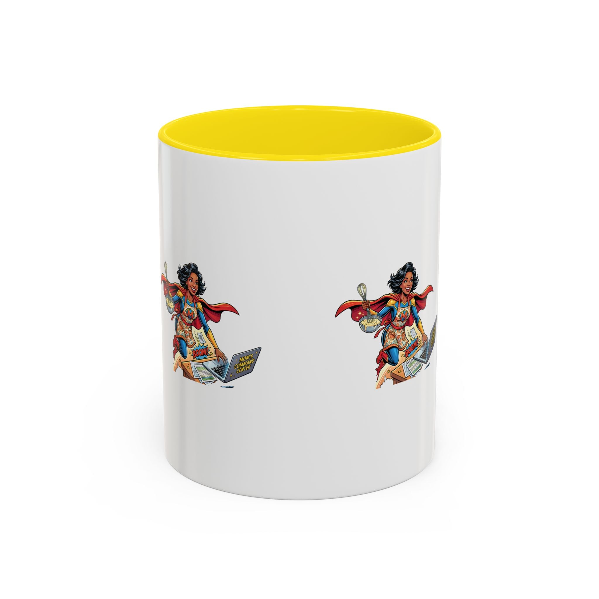 Supermom Coffee Mug — Mom Superhero Design, 'Boom!' Accent Mug (11/15oz)