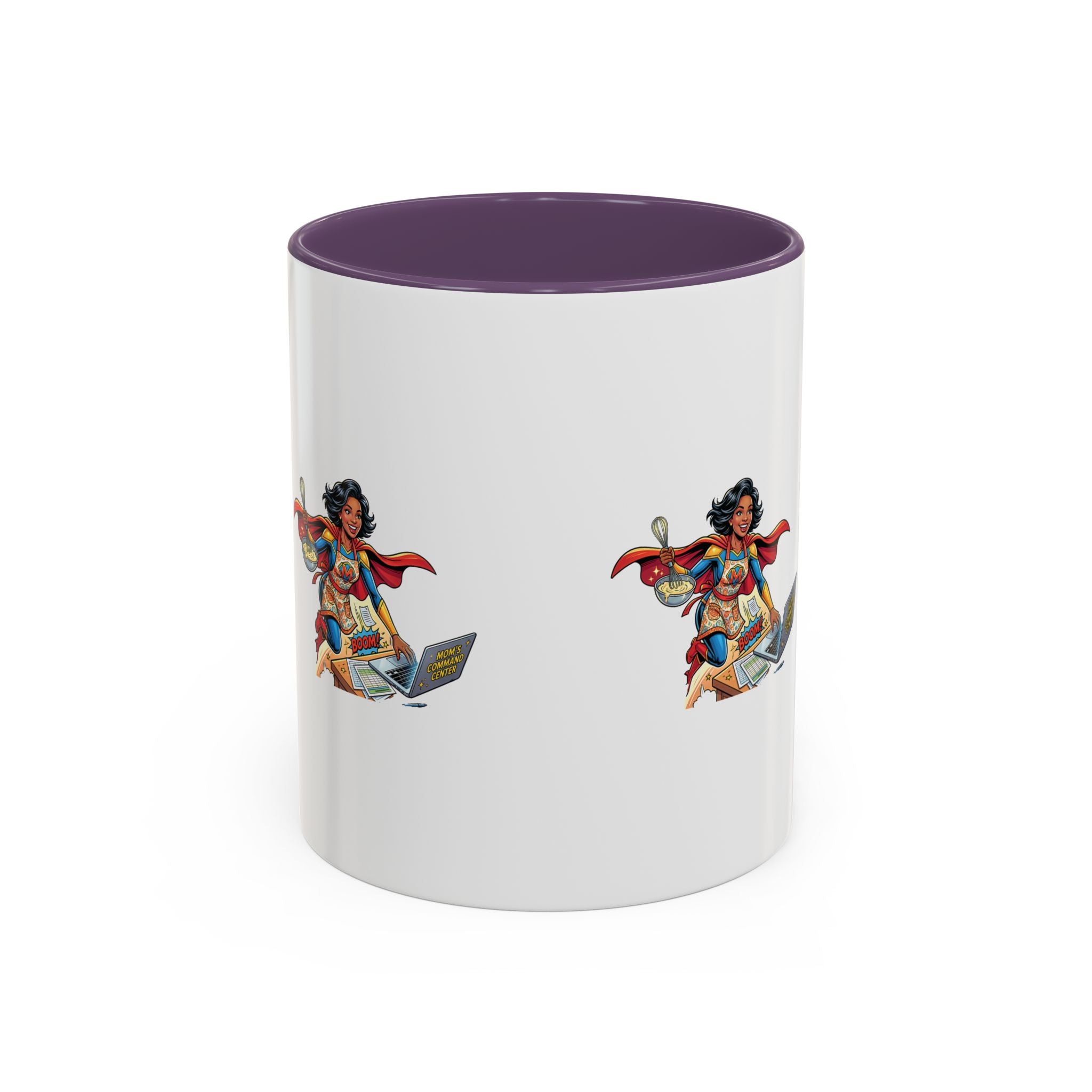 Supermom Coffee Mug — Mom Superhero Design, 'Boom!' Accent Mug (11/15oz)