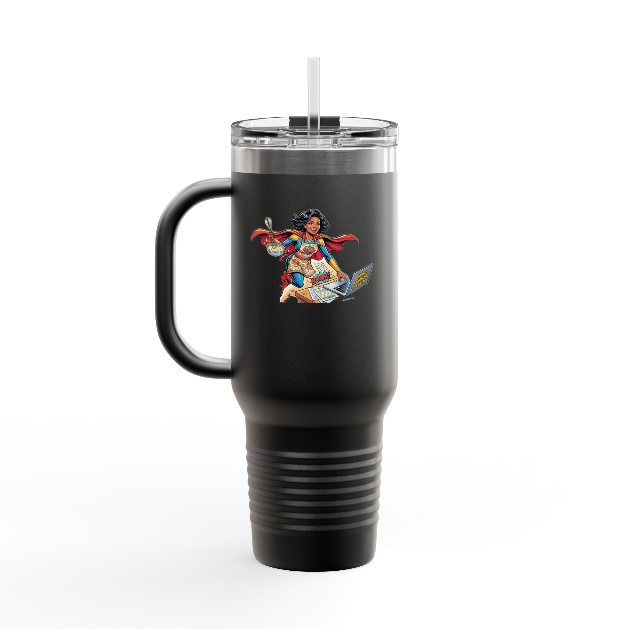 Supermom 40oz Insulated Travel Mug — 'Work • Errands • Home' Stainless Tumbler
