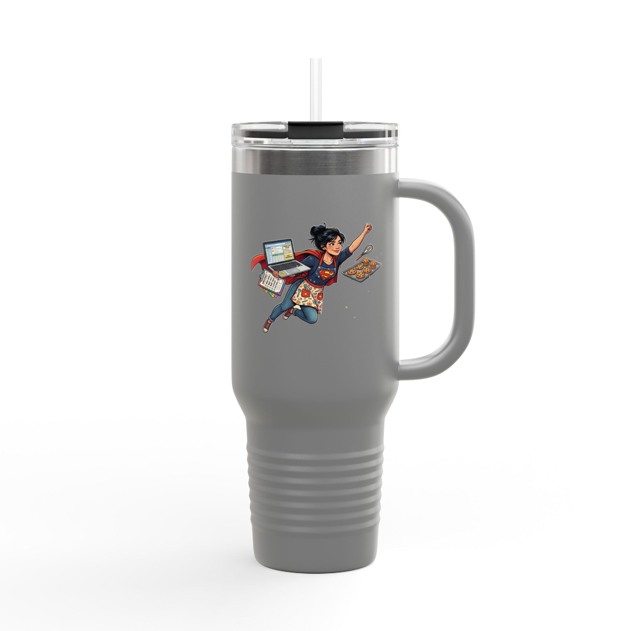 40oz Insulated Travel Mug — Supermom Work-from-Home Stainless Tumbler