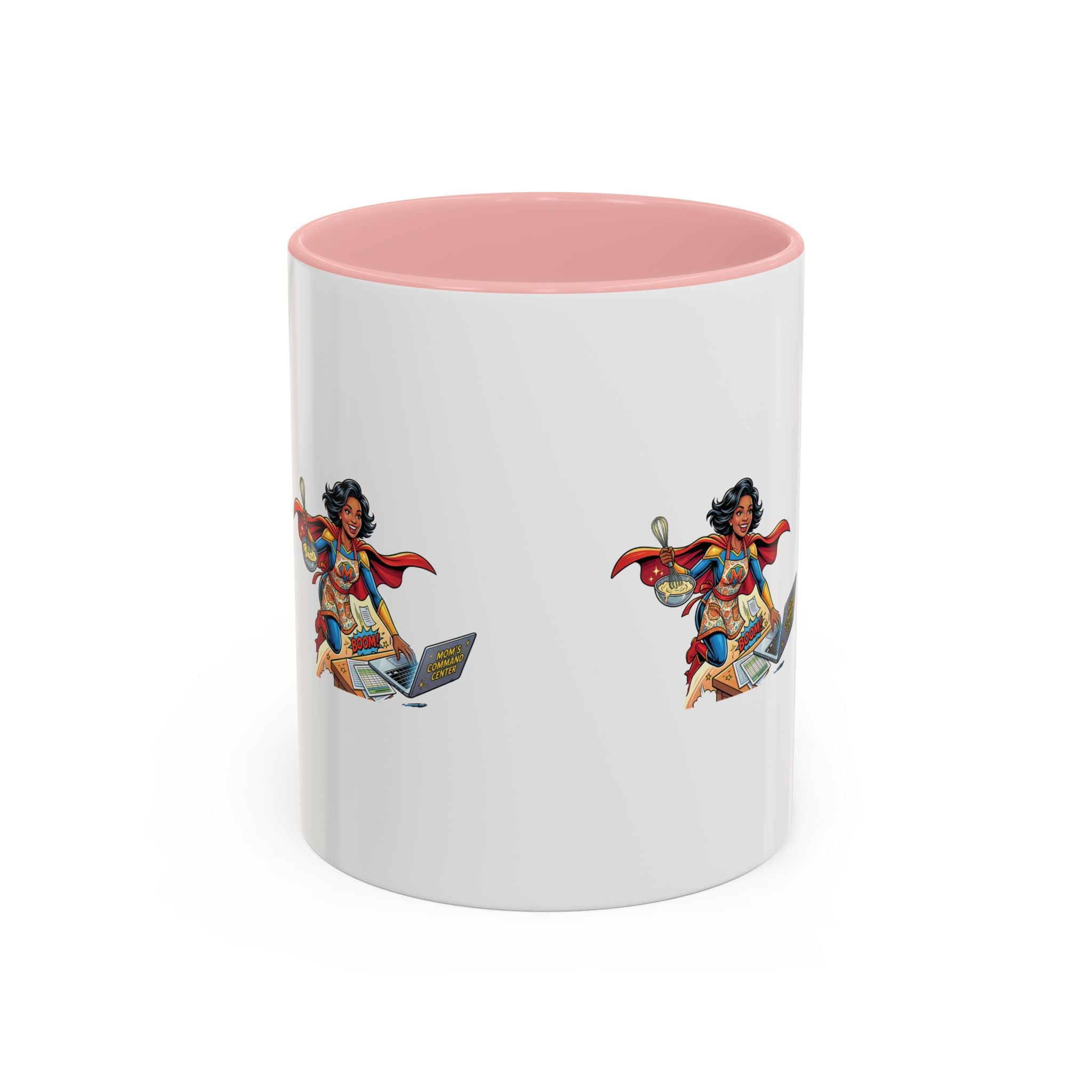 Supermom Coffee Mug — Mom Superhero Design, 'Boom!' Accent Mug (11/15oz)