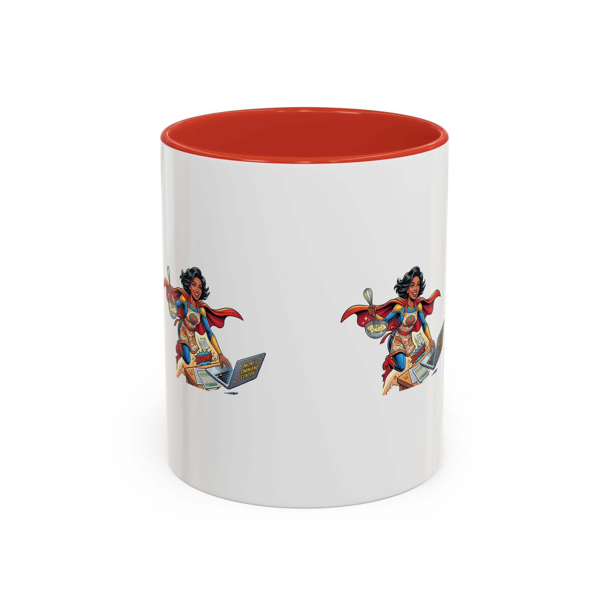 Supermom Coffee Mug — Mom Superhero Design, 'Boom!' Accent Mug (11/15oz)