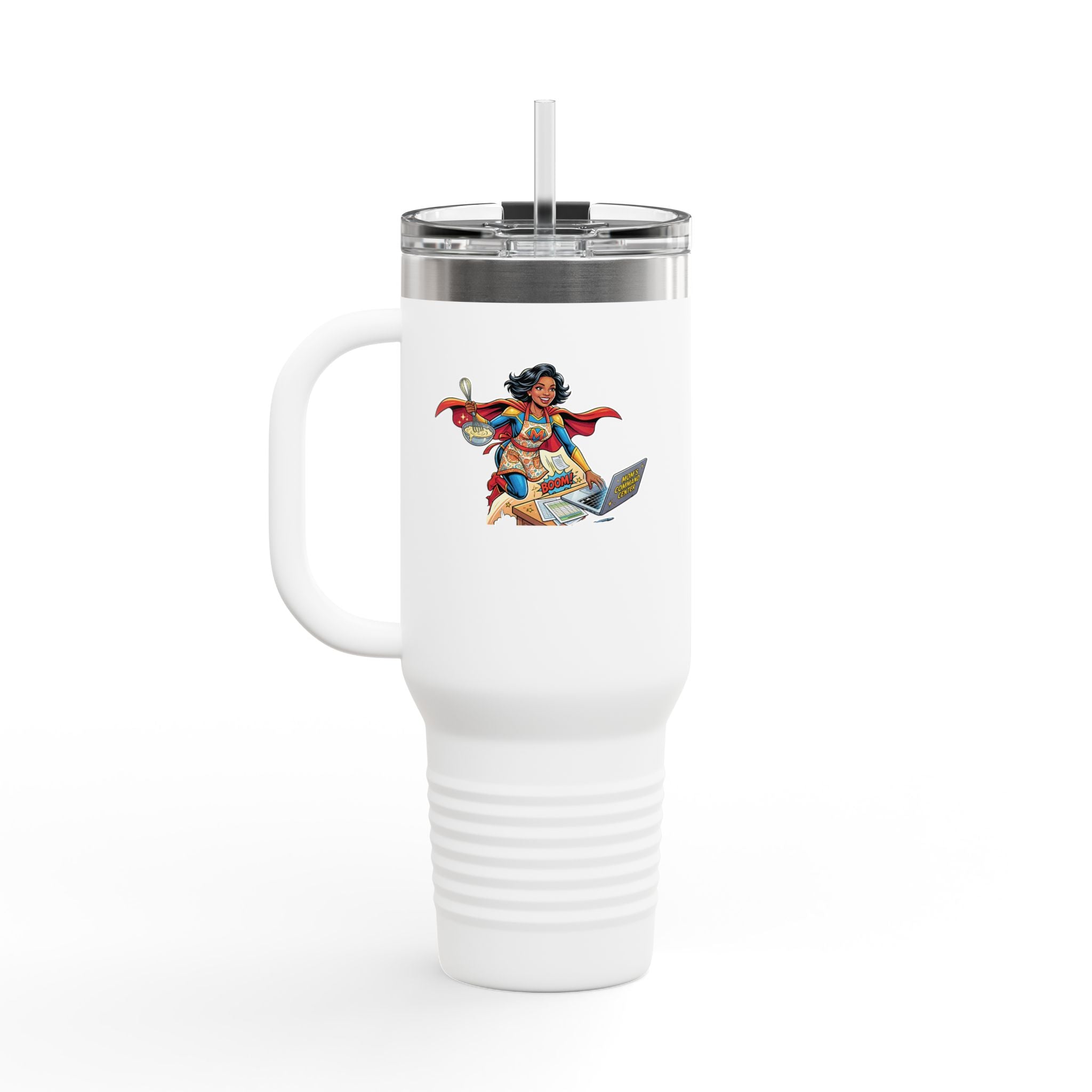 Supermom 40oz Insulated Travel Mug — 'Work • Errands • Home' Stainless Tumbler