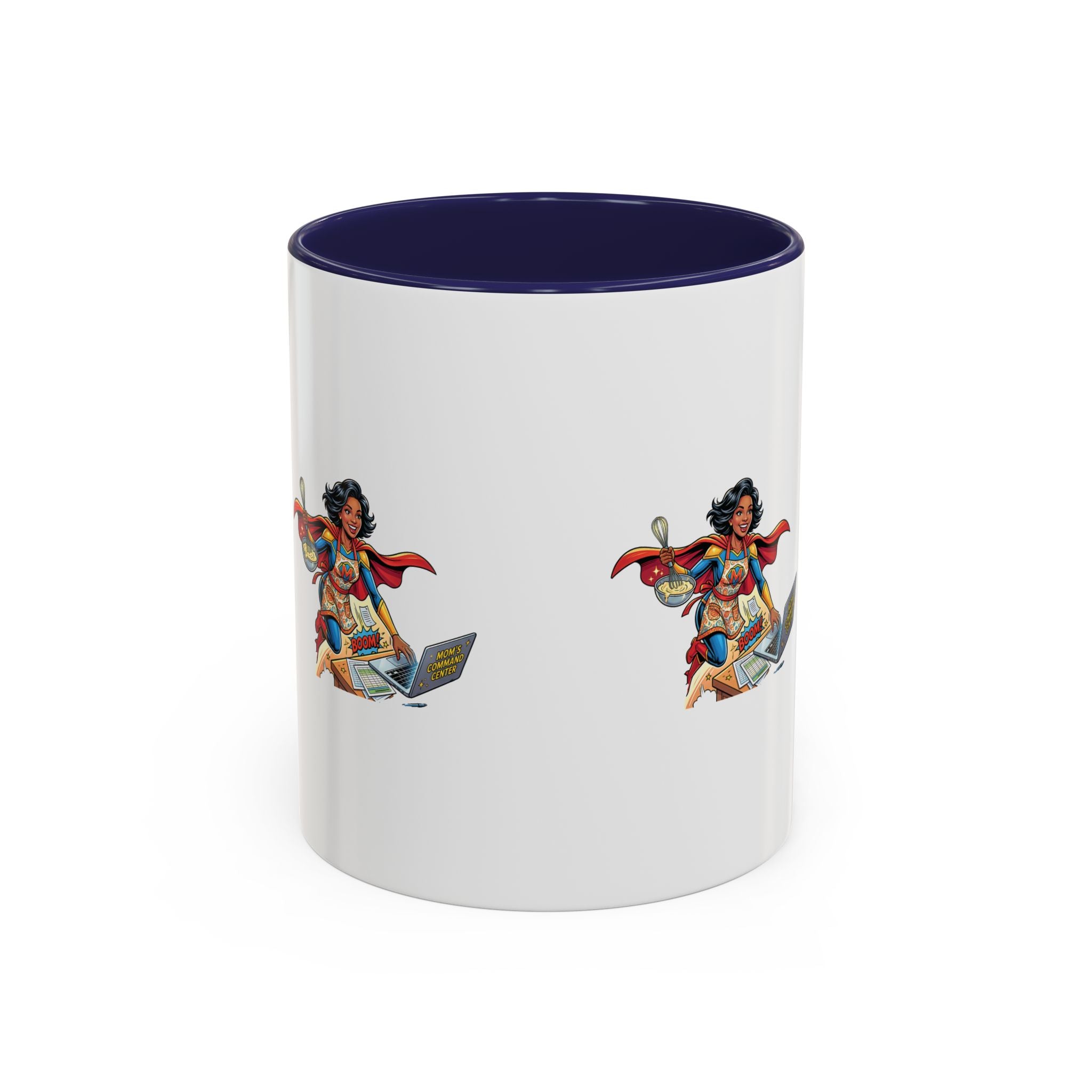 Supermom Coffee Mug — Mom Superhero Design, 'Boom!' Accent Mug (11/15oz)