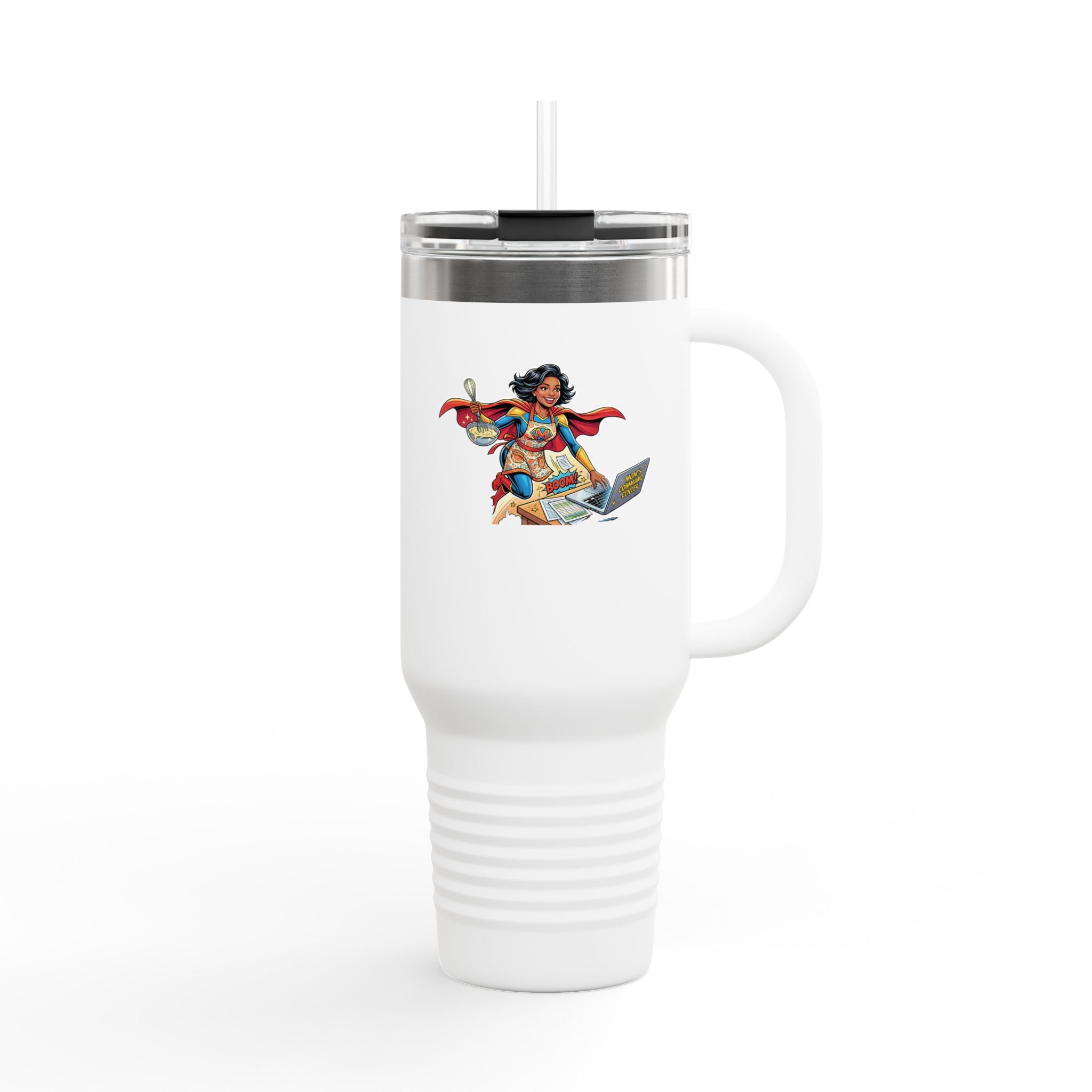Supermom 40oz Insulated Travel Mug — 'Work • Errands • Home' Stainless Tumbler