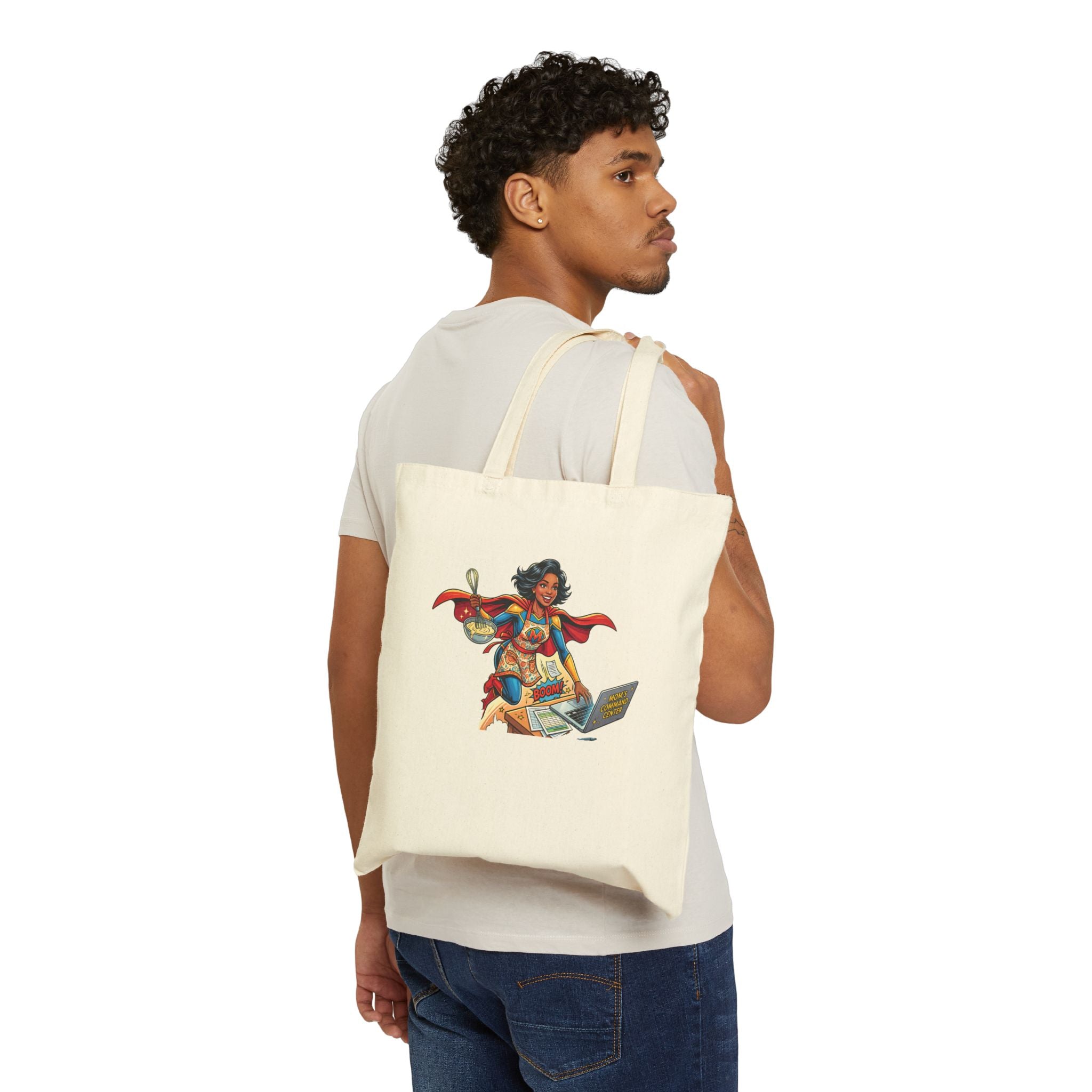 Mom Superhero Tote Bag — Cute Cotton Canvas Tote