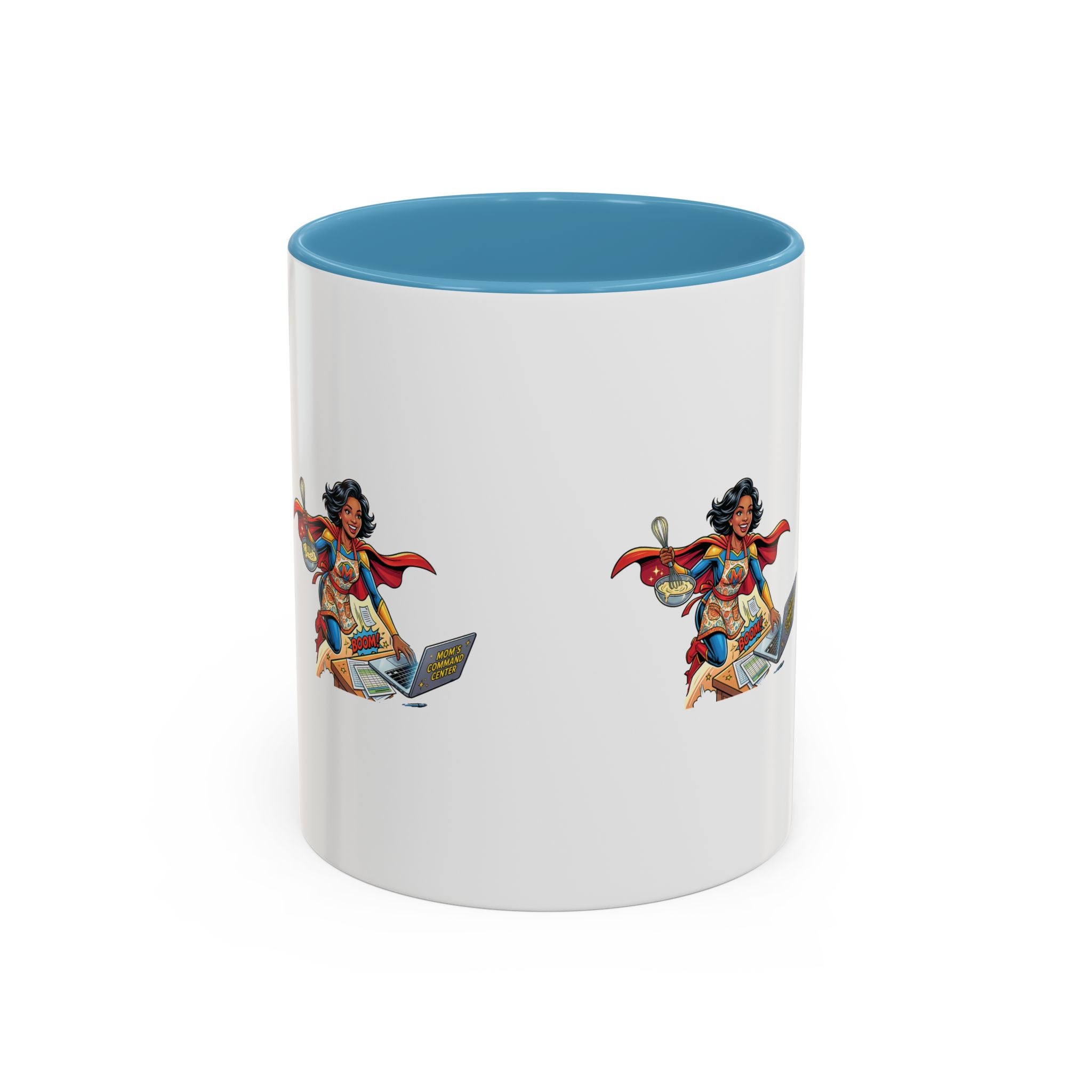 Supermom Coffee Mug — Mom Superhero Design, 'Boom!' Accent Mug (11/15oz)