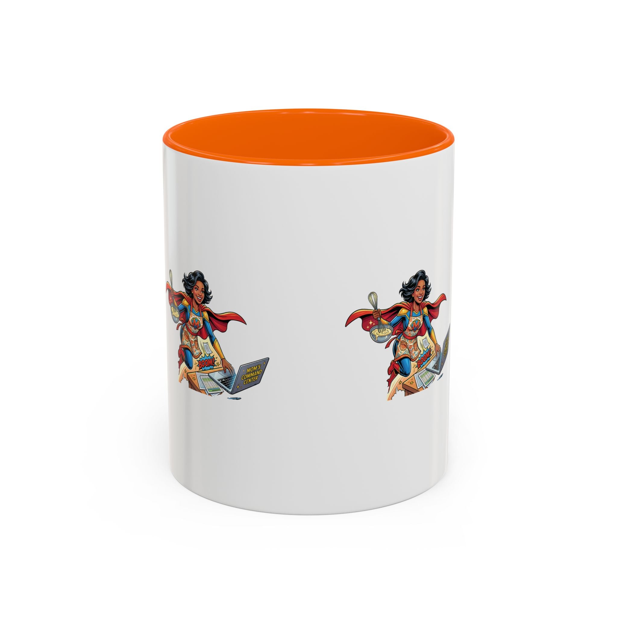 Supermom Coffee Mug — Mom Superhero Design, 'Boom!' Accent Mug (11/15oz)