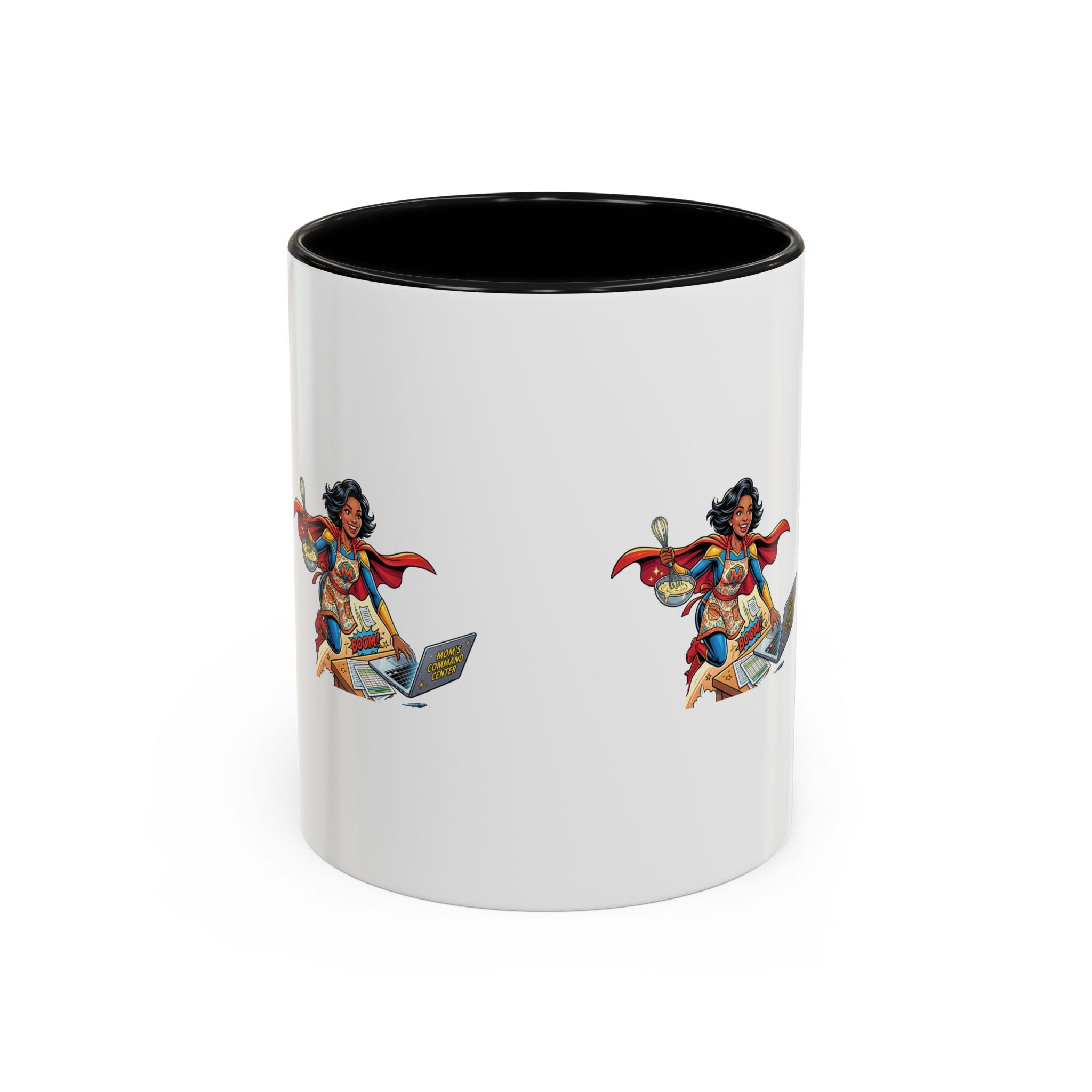 Supermom Coffee Mug — Mom Superhero Design, 'Boom!' Accent Mug (11/15oz)